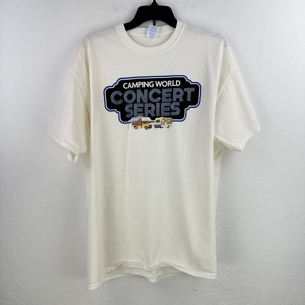 Port & Company T-shirt Camping World Concert Series XL White Blue Short Sleeve
